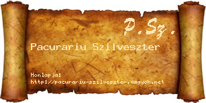 Pacurariu Szilveszter névjegykártya